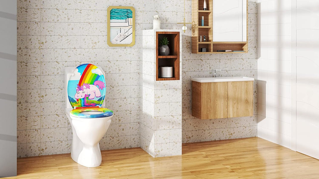 WOLTU WC Sitz mit Absenkautomatik,Toilettensitz Motiv, Toilettendeckel aus Duroplast, Stable Klodeck