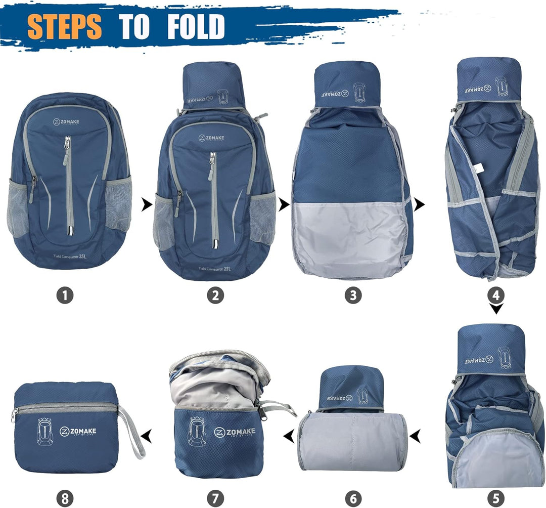 ZOMAKE Ultraleicht Faltbarer Rucksack - Packbare Backpacks 25L,Kleiner Faltbar Rucksäcke Wanderrucks