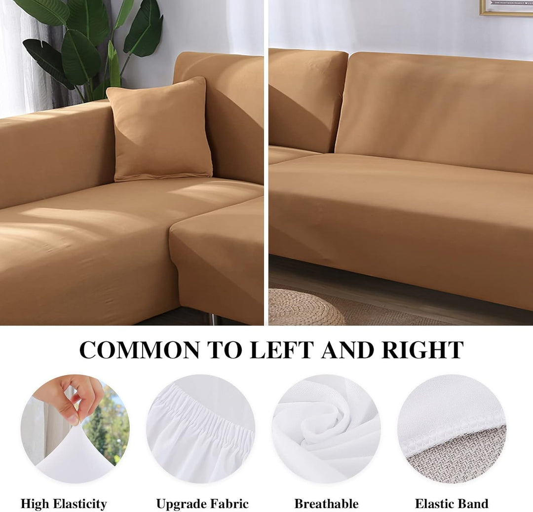 Jaotto Sofa Überwürfe Sofabezug Elastische Spandex Stretch Sofabezüge Couchbezug für L-Form Sofa Uni