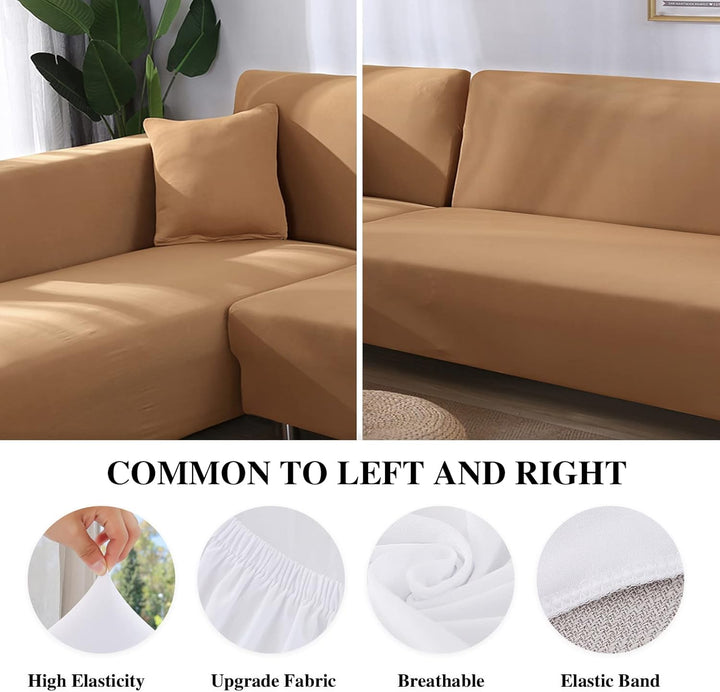 Jaotto Sofa Überwürfe Sofabezug Elastische Spandex Stretch Sofabezüge Couchbezug für L-Form Sofa Uni