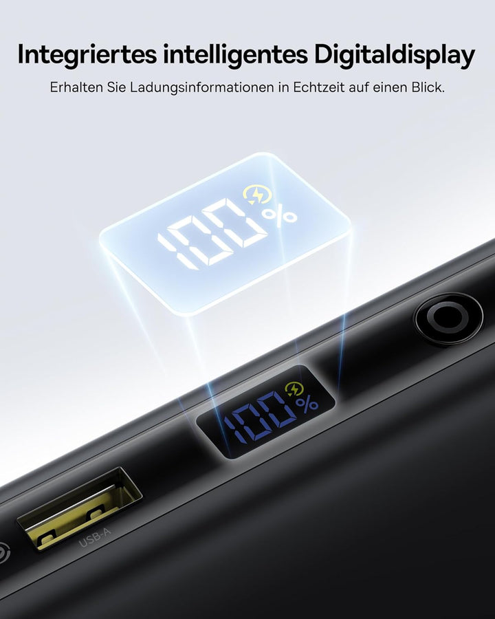 Baseus FC41 100W 20000mAh Powerbank Laptop, Schnellladen Power Bank mit 2 Integriertem USB-C Kabel,