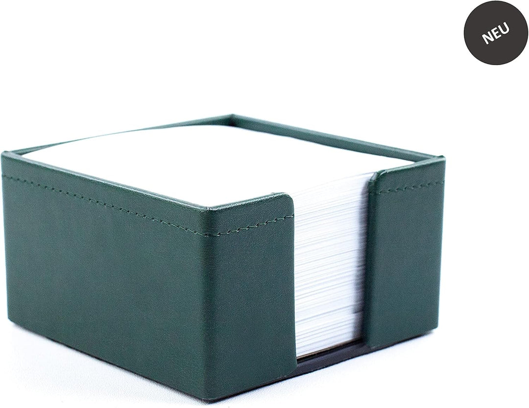 DELMON VARONE - Zettelkasten aus veganem Kunstleder Grün - Zettelbox inkl. 500 Blatt Papier - Notizz