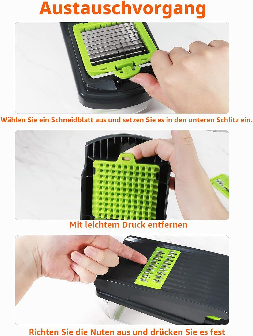 14-in-1 Gemüseschneider, Gemüsehobel mit 7 Einsätzen &amp; Aufbewahrungsbox, Multifunktionaler Vegetable