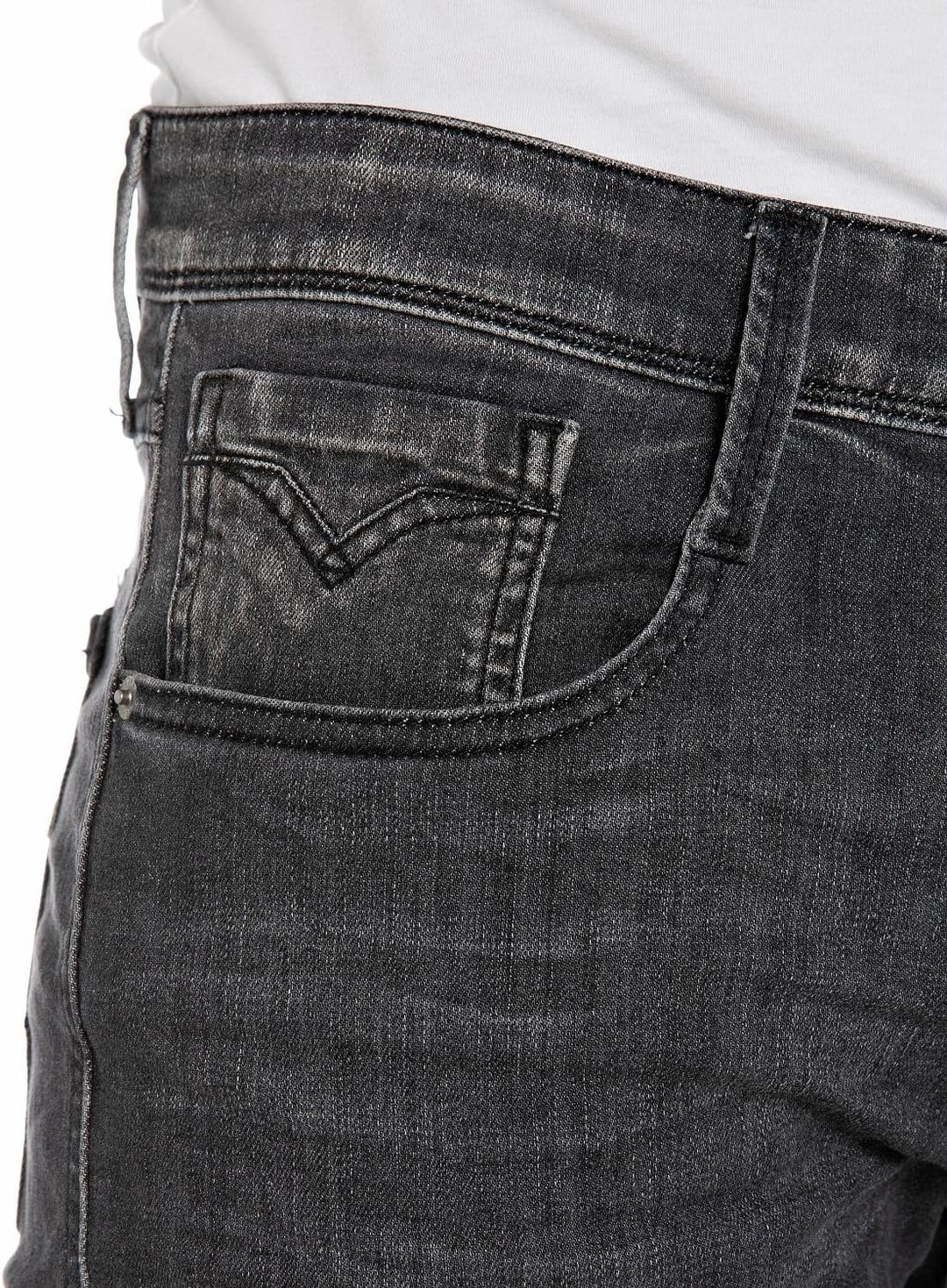 Replay Herren Jeans Anbass Slim-Fit mit Power Stretch 31W / 34L Dark Grey 097-1, 31W / 34L Dark Grey