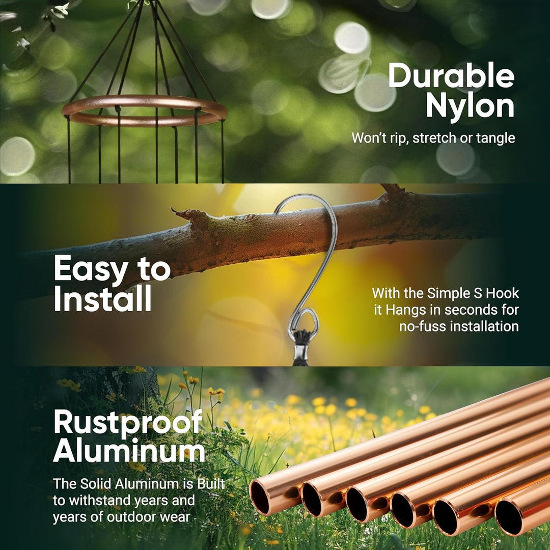 Nature's Melody Aureole Tunes Windspiel – Outdoor-Windspiel mit 6 Röhren, in B-Pentatonik gestimmt,
