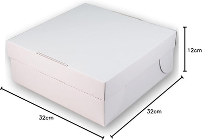 100 Tortenkartons 32x32x12cm 2teilig | Kuchen Transportbox aus Pappe für Torten und Kuchen | Praktis