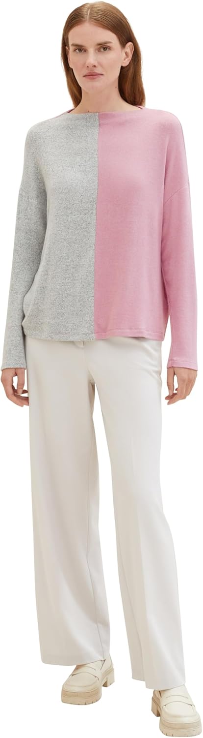 TOM TAILOR Damen Longsleeve T-Shirt XL 33966 - Dusty Vanda Melange, XL 33966 - Dusty Vanda Melange