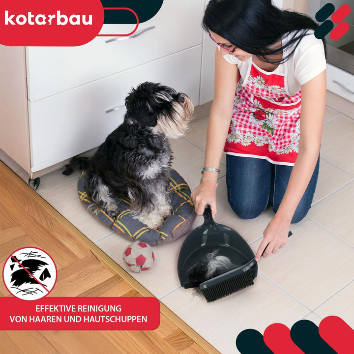 KOTARBAU® Handkehrset Handfeger mit Gummiborsten + Kehrschaufel mit Gummilippe für Schmutz Staub Fel