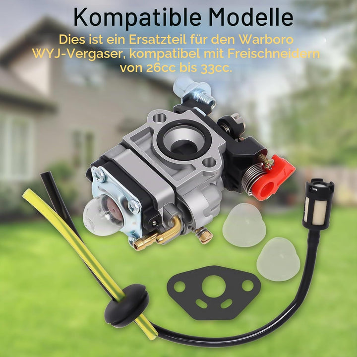 Vergaser Kompatibel mit Walbro Typ WYJ 26cc-33cc Freischneider und Rasenmäher mit Primärpumpe Abstan