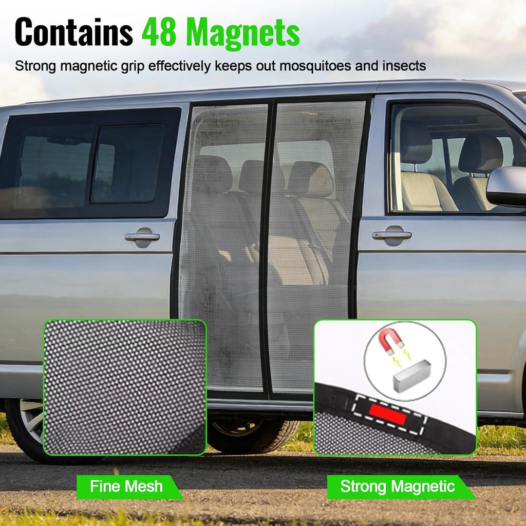 Moskitonetz Magnetisch für VW T5 T6 Schiebetür, 145 * 115 cm Sonnenschutz Auto Seitentür Moskitonetz