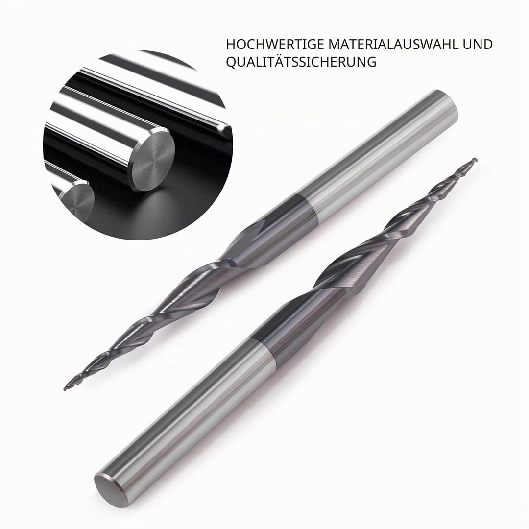 2 Stück 2 Flöten Kugelkopffräser mit Konischer Spitze CNC Gravierfräser R0,25mm 3,175mm (1/8") Schaf