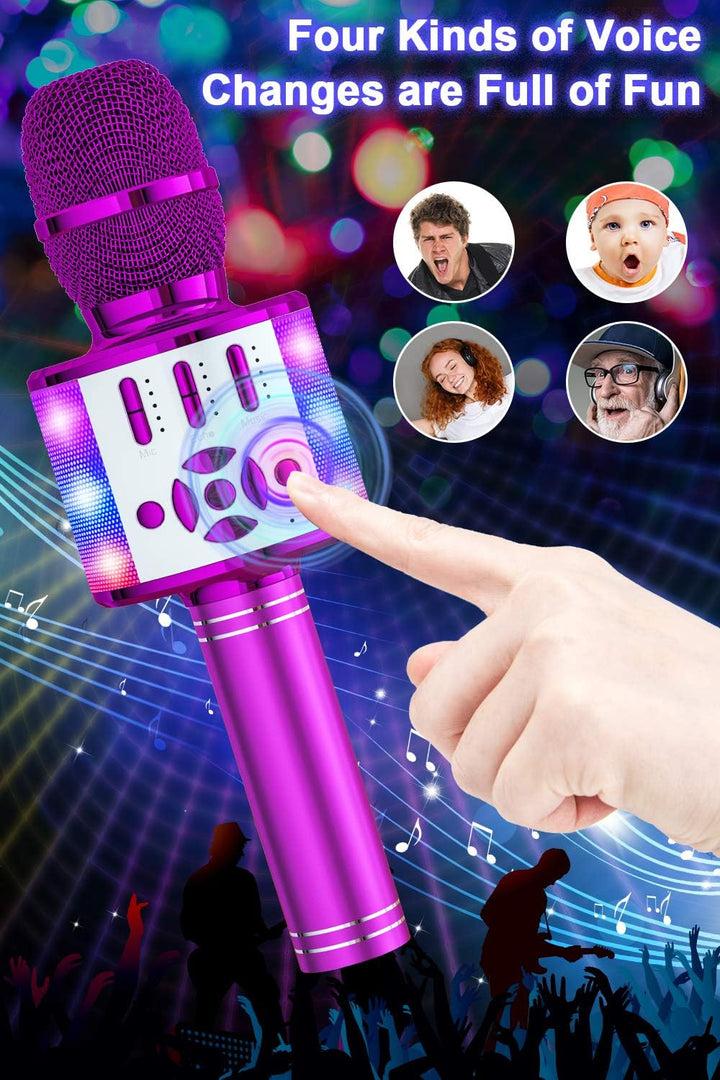 BONAOK Magic Sing Karaoke Mikrofon, Kinder, 4 in 1 Microphone, Drahtloses Bluetooth für die Zuhause