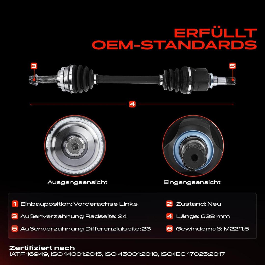 Frankberg Antriebswelle Vorne Links Kompatibel mit Yaris NCP1 NLP1 SCP1 P1 1.3L 1.4L 1.5L 1999-2005