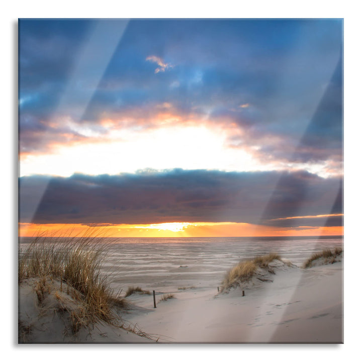 Pixxprint Glasbild | Wandbild auf Echtglas | Sanddüne an der Nordsee | 50x50 cm | inkl. Aufhängung u