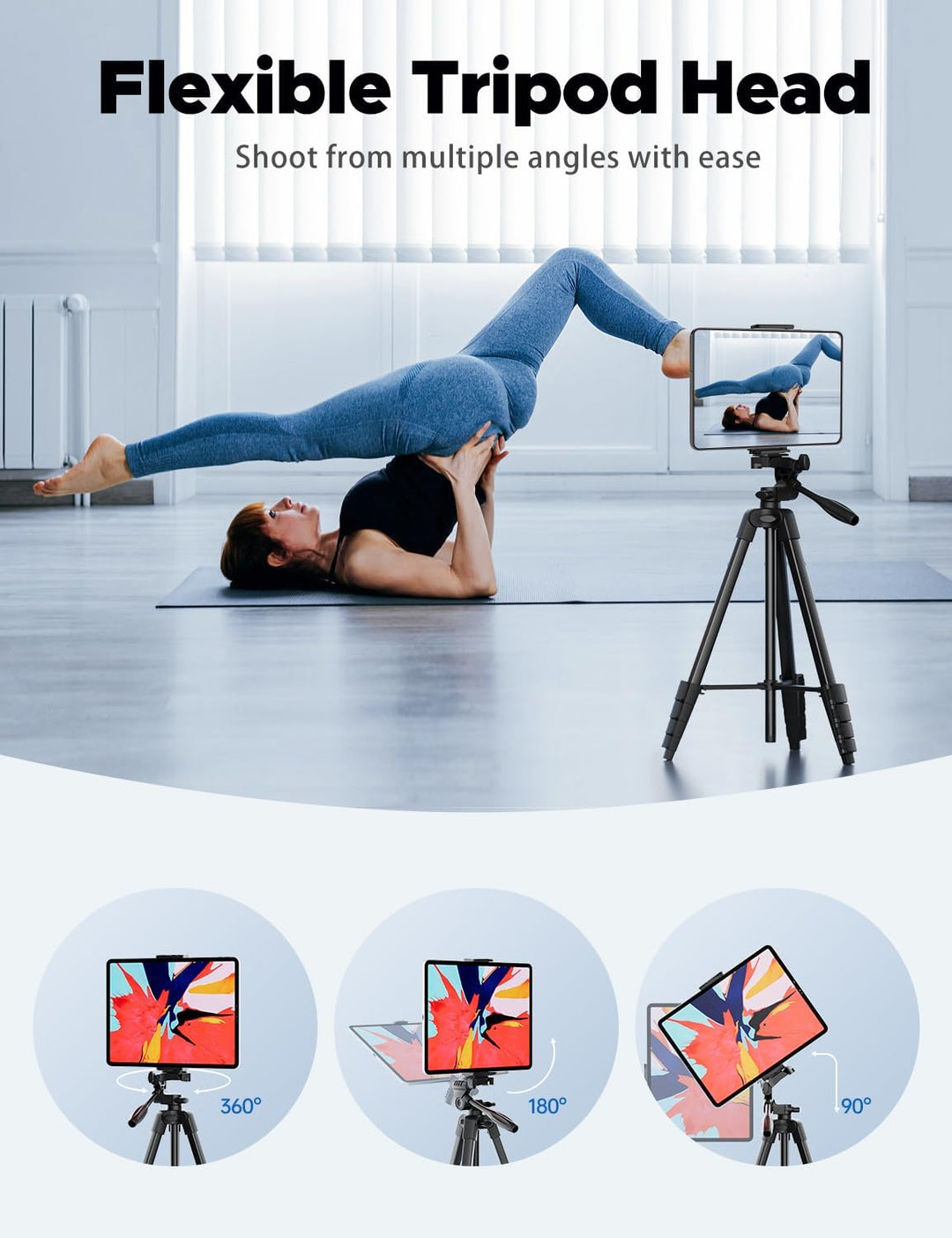 Handy Stativ, Lusweimi 153 cm Stativ für iPad und iPhone mit drahtloser Fernbedienung, Kamera Stativ