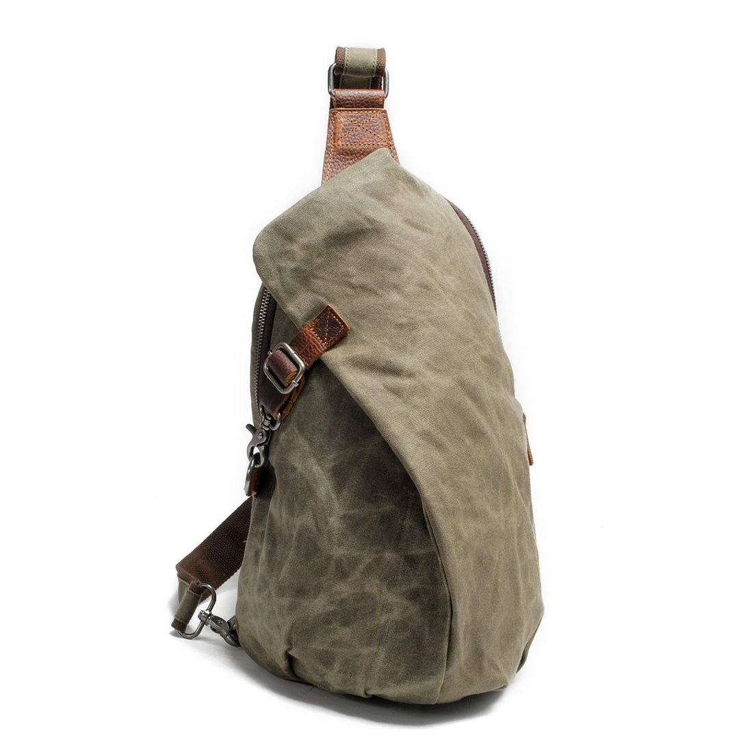 Neuleben Wasserdicht Schulterrucksack aus Canvas Vintage Unisex Herren Klein Sling Rucksack Schulter
