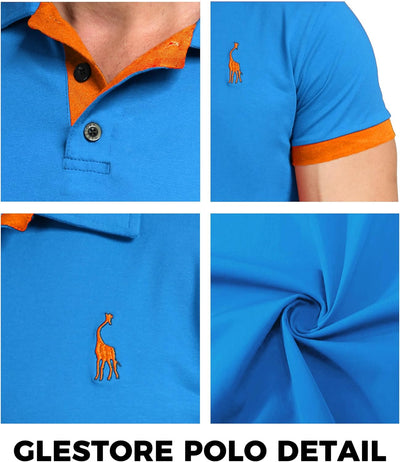 GLESTORE Poloshirt Herren Männer Hemd Herren Kurzarm Shirt Sommer L Blau&orange, L Blau&orange