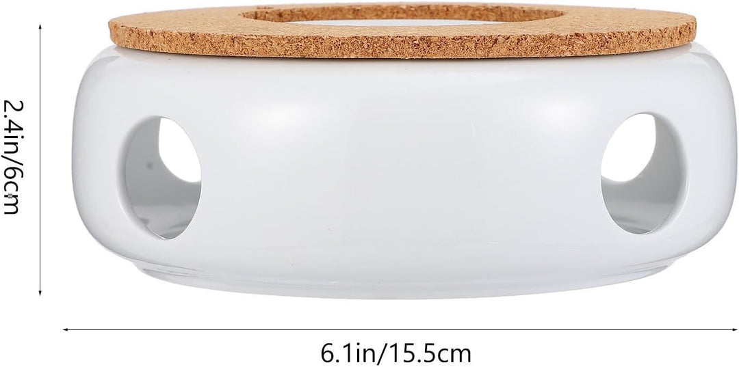 Cabilock TeekannenwäRmer Aus Keramik Und Holz FüR Tee StöVchen Ideal Zur ErwäRmung Von Teekannen Im
