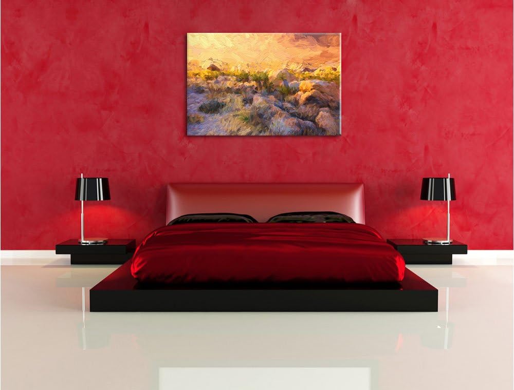 Pixxprint Joshua Wüste im Sonnenuntergang als Leinwandbild/Grösse: 100x70 / Wandbild/Kunstdruck/fert