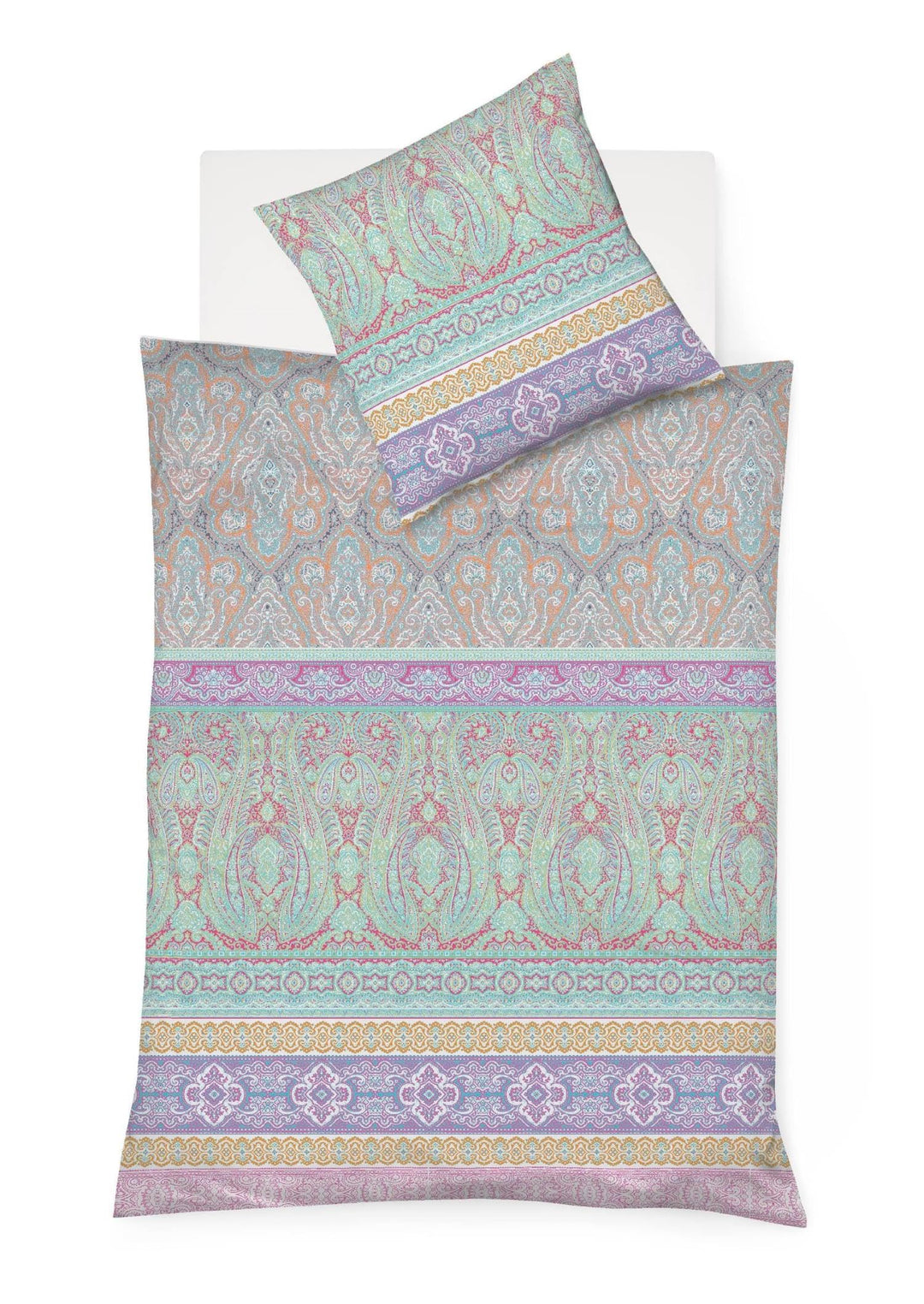fleuresse Mako-Satin Bettwäsche Modern Classic Dilbeek Mint 1 Bettbezug 155 x 220 cm + 1 Kissenbezug