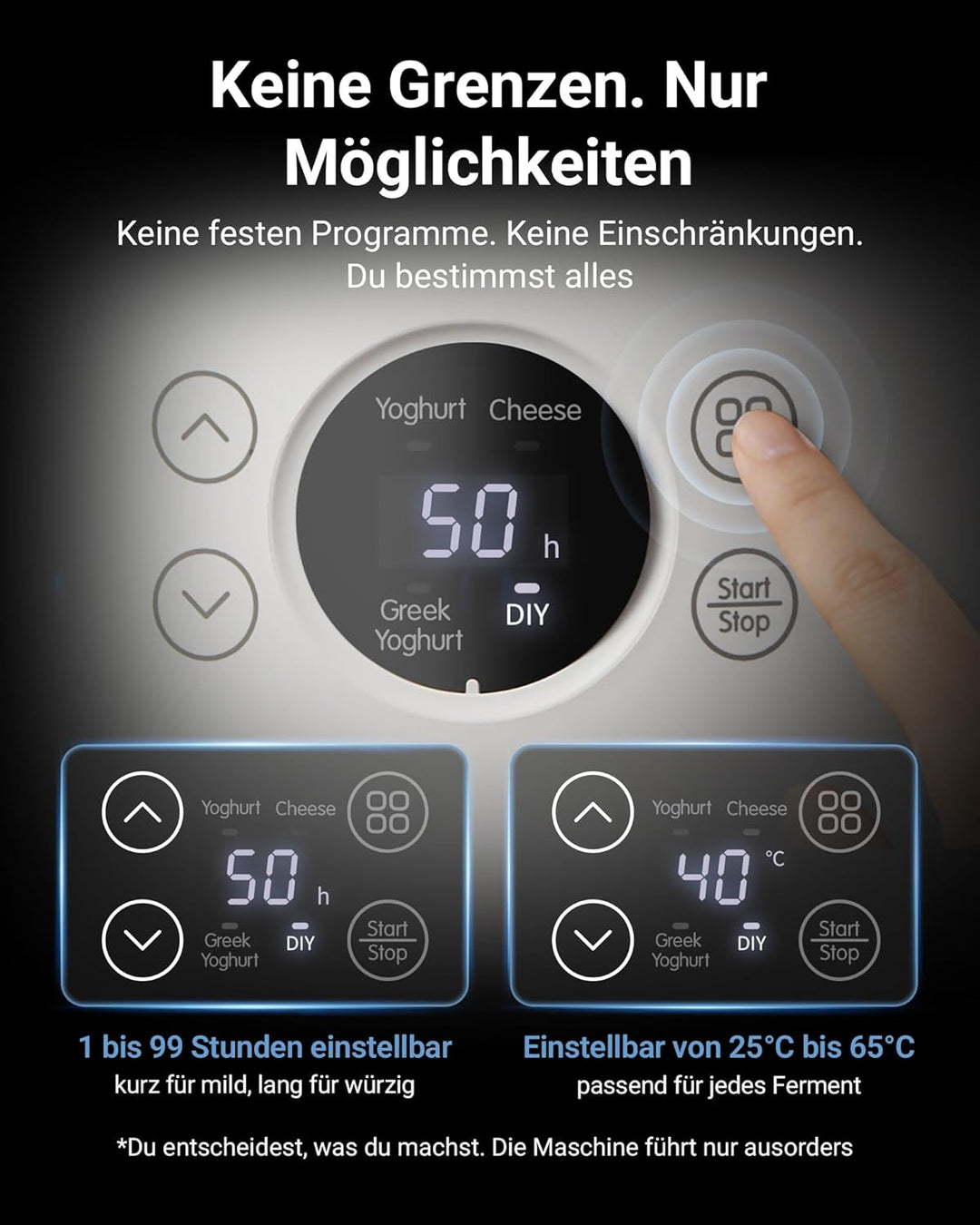 Bear Joghurtbereiter Joghurt- und Frischkäsebereiter, inkl. 4 Keramik Portionsbecher à 125 ml, 2 XXL