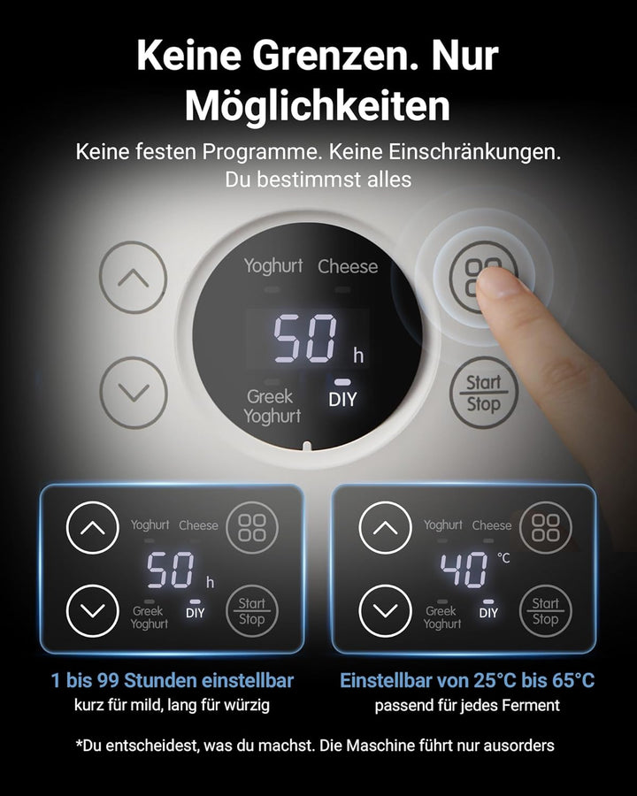 Bear Joghurtbereiter Joghurt- und Frischkäsebereiter, inkl. 4 Keramik Portionsbecher à 125 ml, 2 XXL