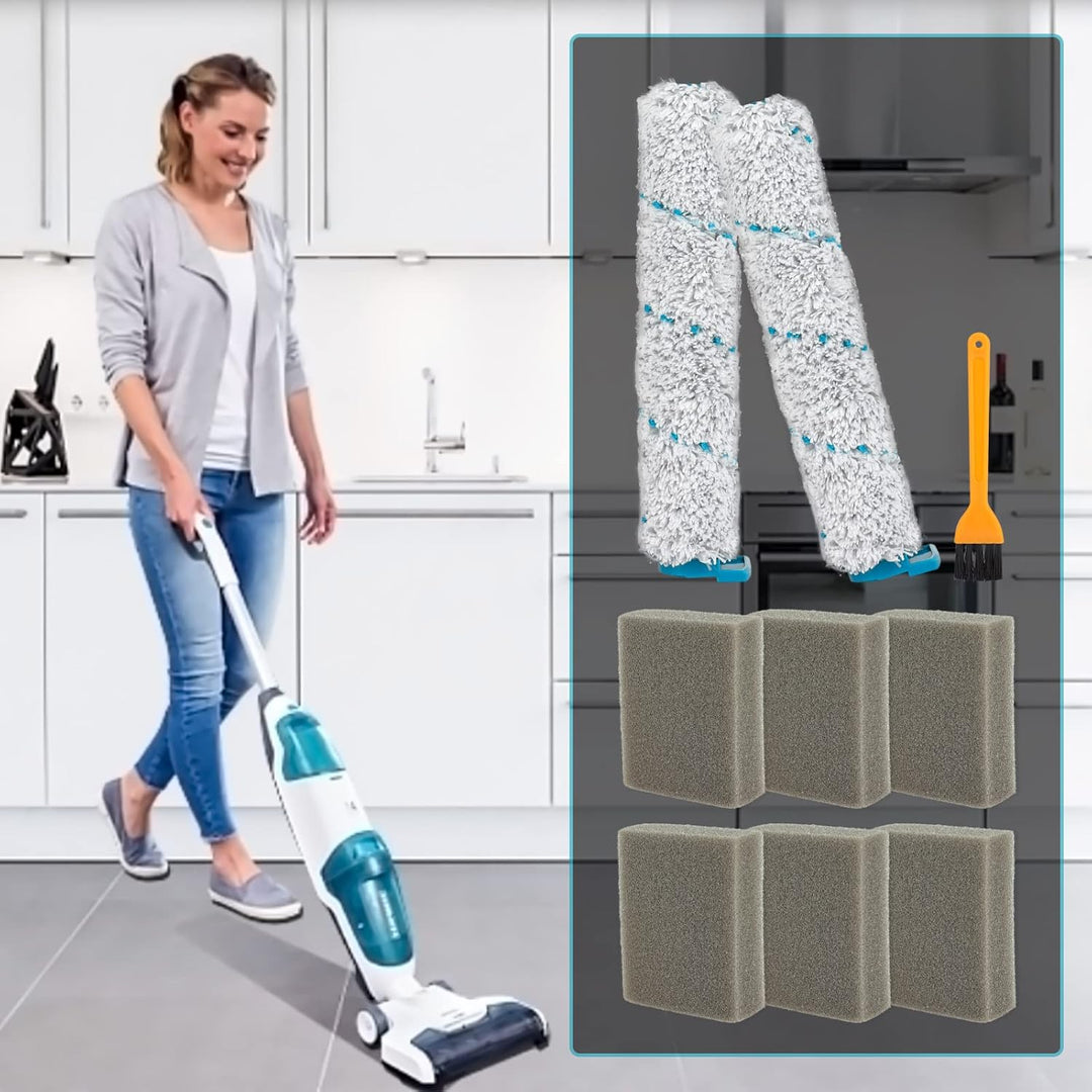 Zubehörset für Leifheit Akku-Wischsauger Regulus Aqua PowerVac Nasssauger 2 Mikrofaserwalzen & 6 Sch