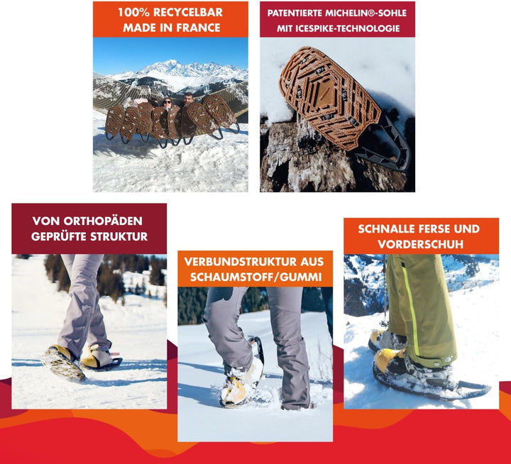 EVVO - TOREE - Schneeschuh Made in France mit Michelin® Biosourced90® genagelten Einlegesohlen, vers