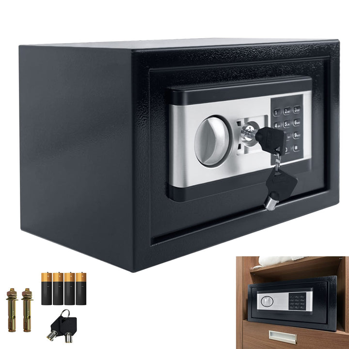 YRHome 34L Mini Tresor für Zuhause Safe Tresor mit Digitaler Passwort, Batteriebox, 2 Sicherheitssch