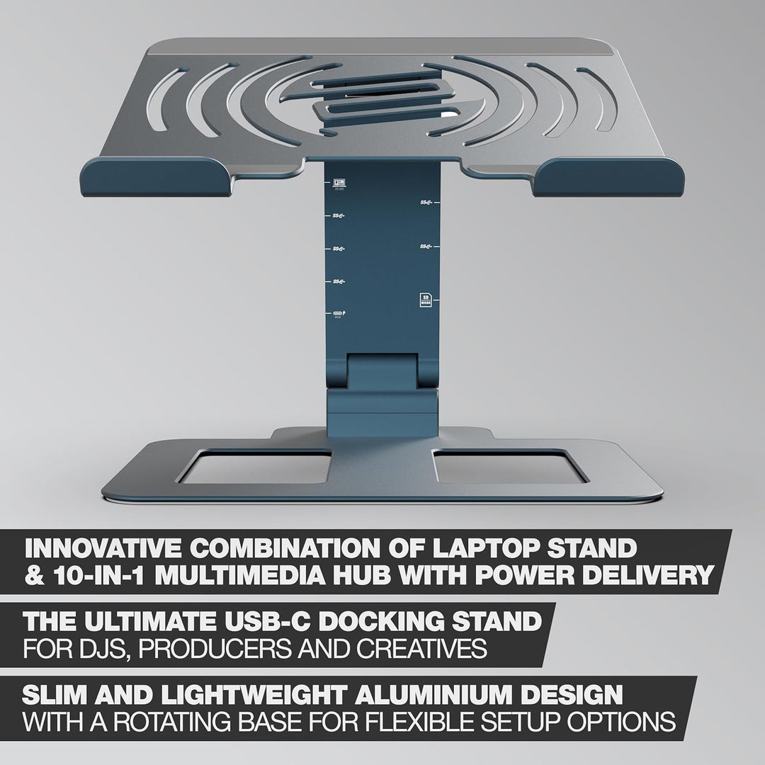 Reloop Stand Hub Pro - Laptop-Ständer und 10-in-1-Multimedia-Hub mit Power Delivery