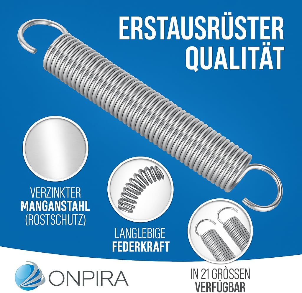 Onpira® 2x Universal Garagentor Feder in 21 Grössen verzinkt in Erstausrüster Qualität! zur Auswahl