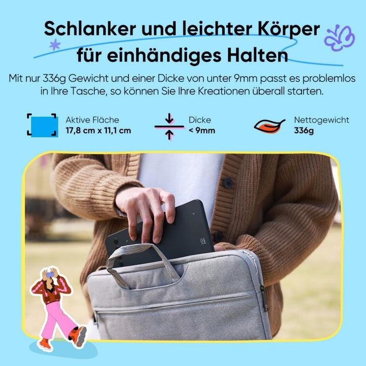 XPPen Deco Mini7W V2 Wireless Grafiktablett 7 Zoll Bluetooth, Stylus EMR 16.384 Druckstufen, Akku 10