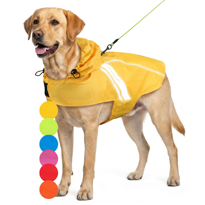 VIVAGLORY Hunderegenmantel für grosse Hunde, leicht an- und ausziehbare Regenbekleidung, reflektiere