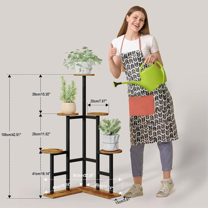 IBUYKE 4 Etagen Holz Pflanzenständer Blumenständer, 108cm Hoch Blumenregal Pflanzenregal für Mehrere