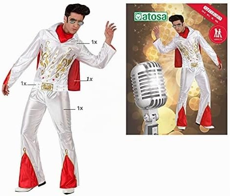 ATOSA 11807 - Elvis Kostüm, Grösse M-L, weiss/rot M-L Weiss/Rot, M-L Weiss/Rot
