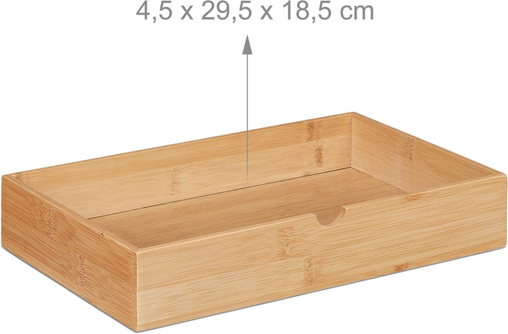 Relaxdays Schubladenbox, Bambus & MDF, Mini Kommode 2 Schubladen, HBT: 14x33x21 cm, Schreibtisch Org
