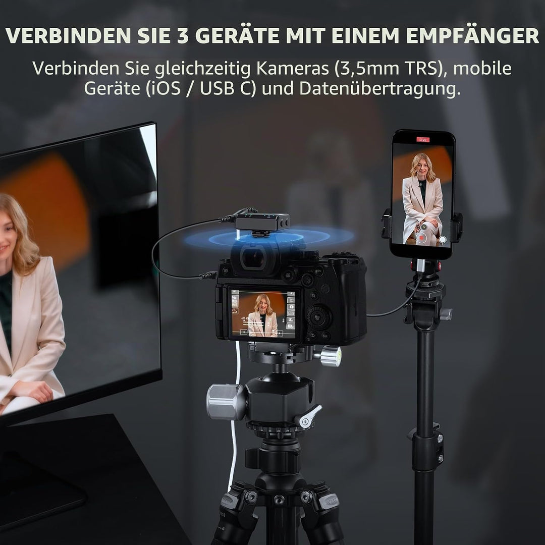 NEEWER CM29 Drahtloses Mikrofon mit Ladecase, Mini Ansteckmikrofon für Revers, Geräuschunterdrückung