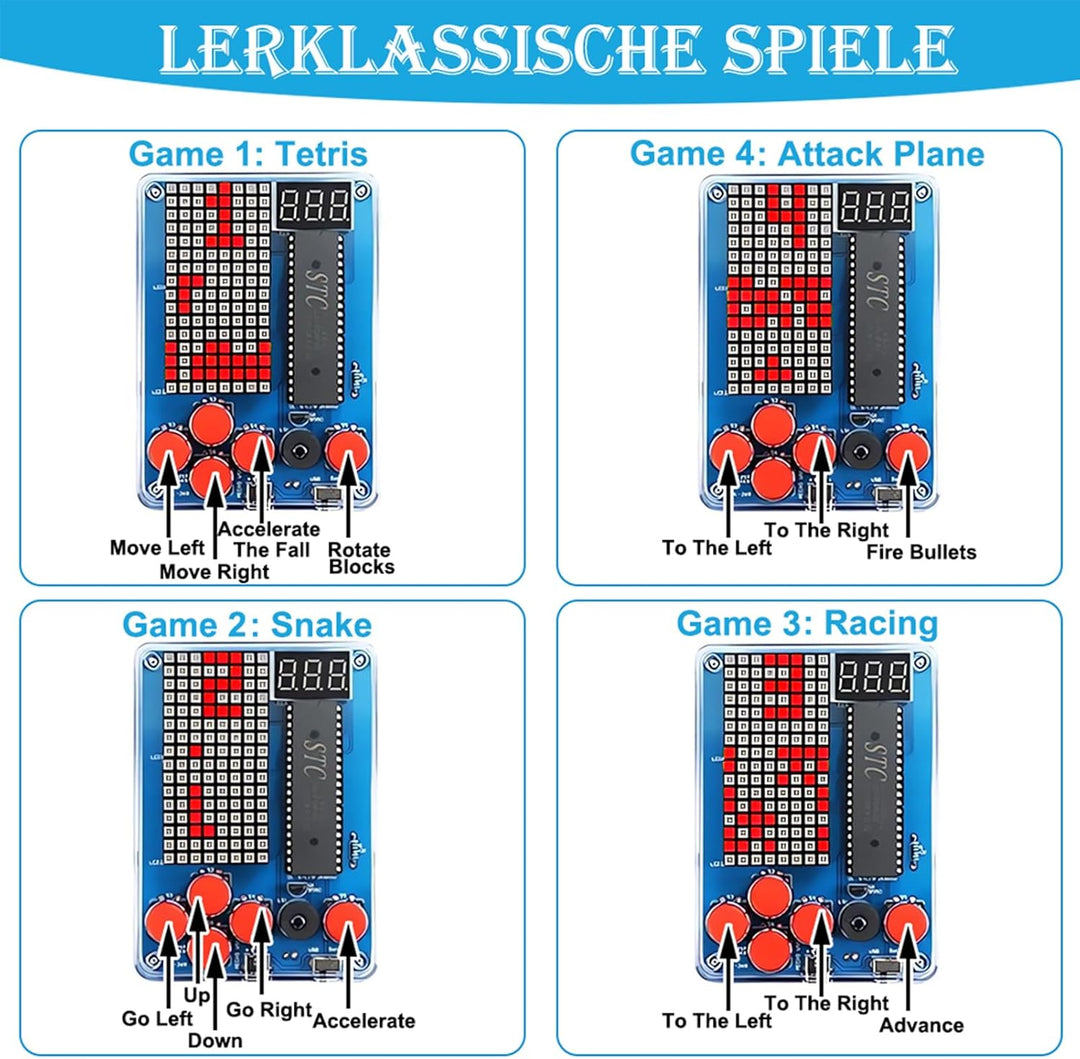 DIY SpielekonsoleLöten Elektronik Baukasten DIY Games Console Handheld Kit Löt Bausatz für Studenten