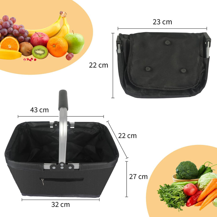 Einkaufskorb Faltbar 25L,Einkaufskorb Klein Mit Gepolsterte Griffe Und ReissVerschlusstasche,Einkauf