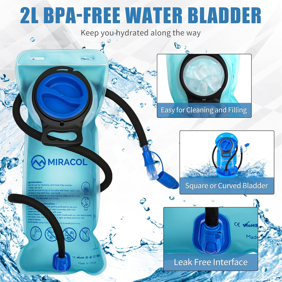 Miracol Trinkrucksack mit 2 l Wasserblase – Thermo-Isolierpack hält Flüssigkeit bis zu 4 Stunden küh