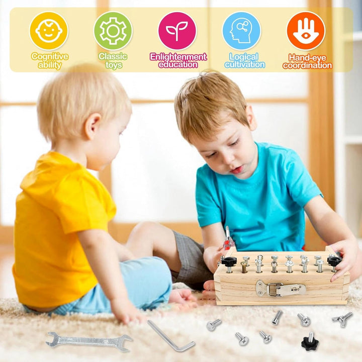 Montessori Spielzeug ab 3 4 5 Jahre, Holzspielzeug Motorikspielzeug mit Schraubendreher, Busy Board