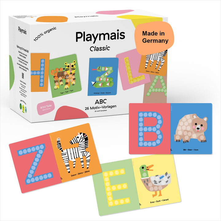 Playmais Classic ABC | 800 Playmais Teile | Bastelset | natürliches Spielzeug | inkl. Schwämmchen, B