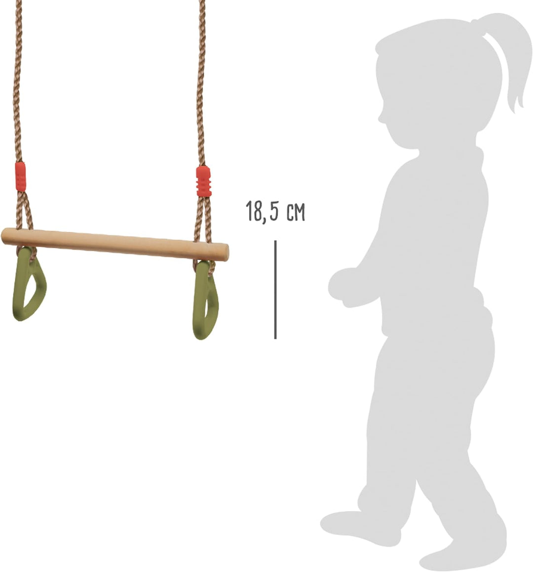 small foot Schaukel mit Turnringen 2 in 1, Kinderschaukel aus Holz, mit Metallringen zum Aufhängen,