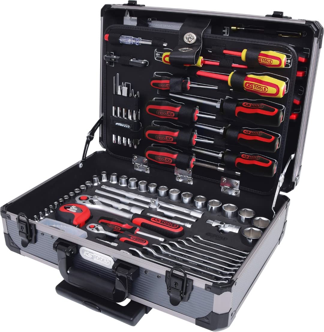 KS Tools 911.0630 1/4" + 1/2" Universal-Werkzeug-Satz, 130-tlg, Klar