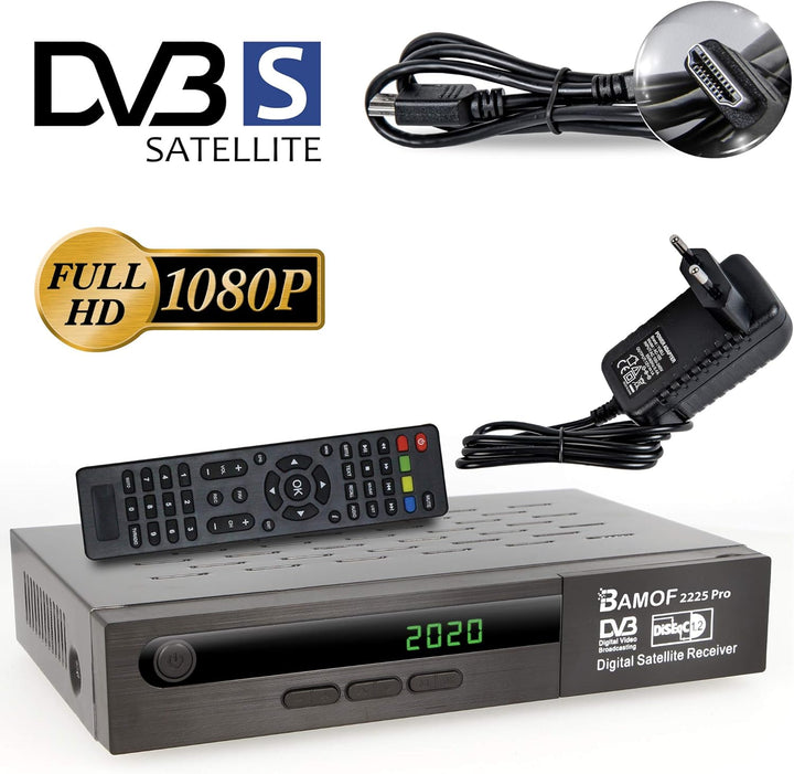 Bamof 2225 PRO Sat Receiver Digitaler Satelliten Receiver- (HDTV, DVB-S/DVB-S2, HDMI, SCART, 2X USB,