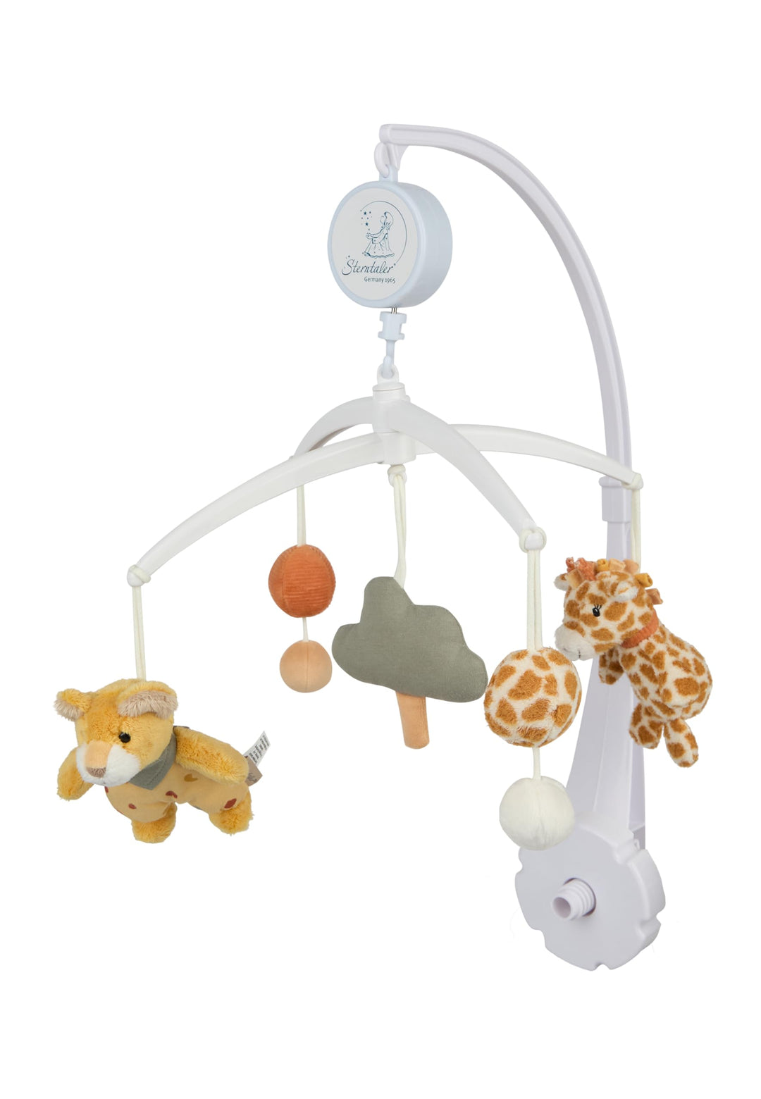 Sterntaler Mobile Giraffe & Löwe – Weicher Flausch, wattiert mit Polyesterwatte – Spieluhr mit Melod
