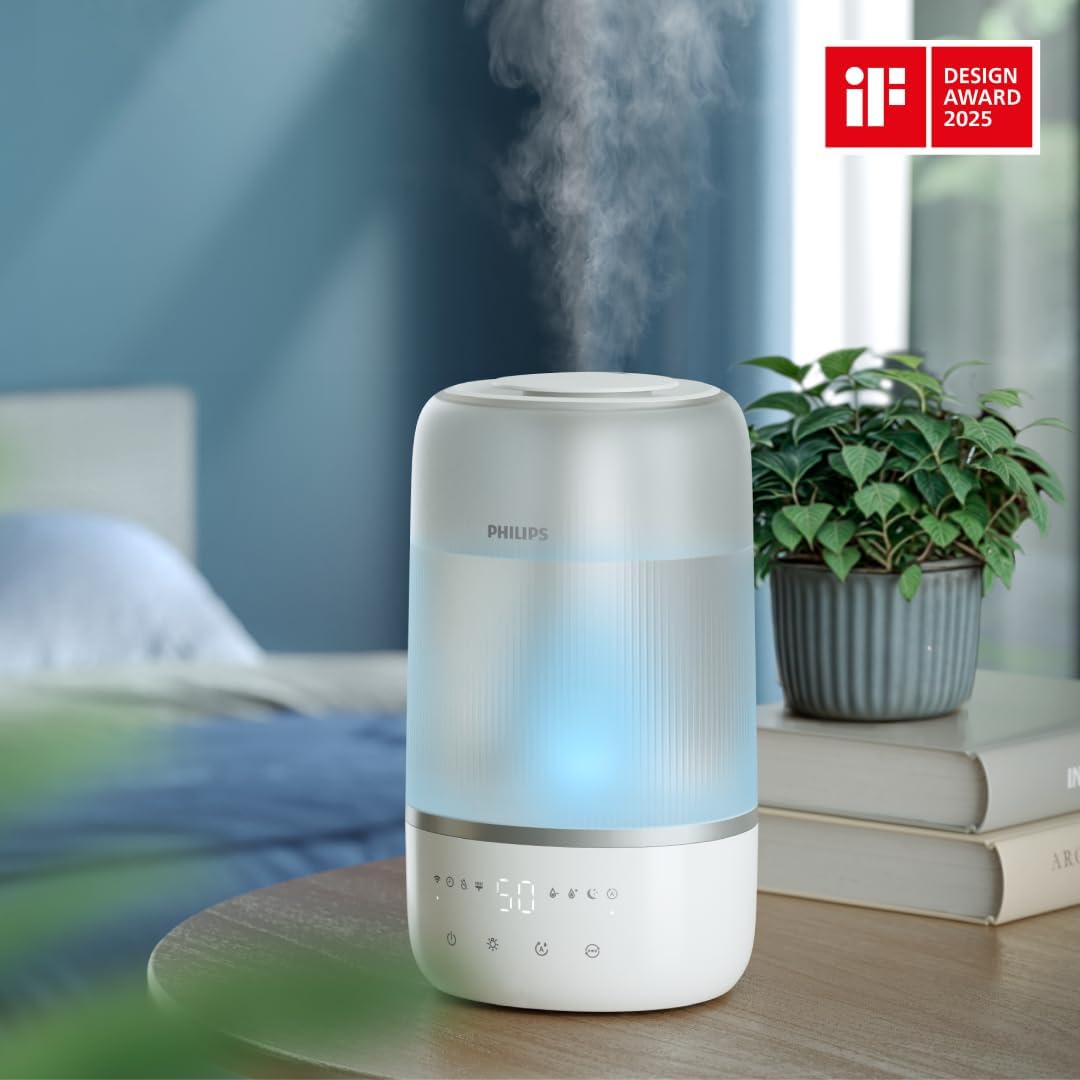 Philips Smart Humidifier - kompakt und dennoch leistungsstark mit himmelhohem Nebel, Aromatherapie,