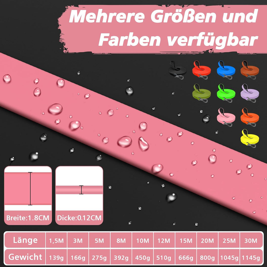 X XBEN Wasserdicht Schleppleine für Hunde, 8M Gummierte Schleppleine mit Abschliessbarer Karabine, H
