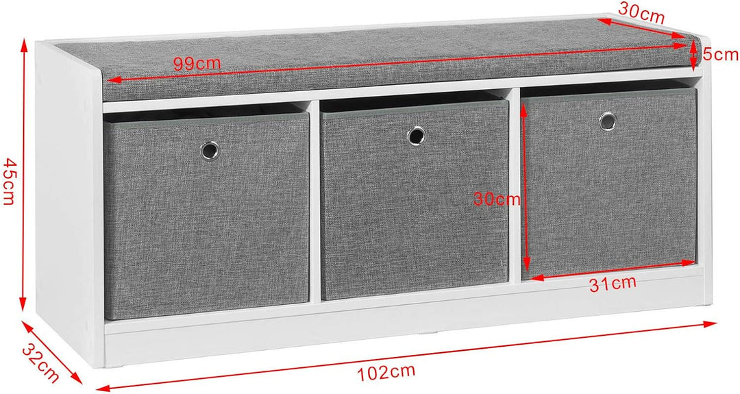 SoBuy Wandgarderobe-Set Flurset Flurmöbel Schuhbank mit Sitzfläche Flurgarderobe FSR65-DG+FRG282-W