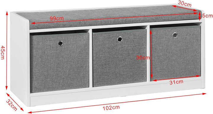 SoBuy Wandgarderobe-Set Flurset Flurmöbel Schuhbank mit Sitzfläche Flurgarderobe FSR65-DG+FRG282-W